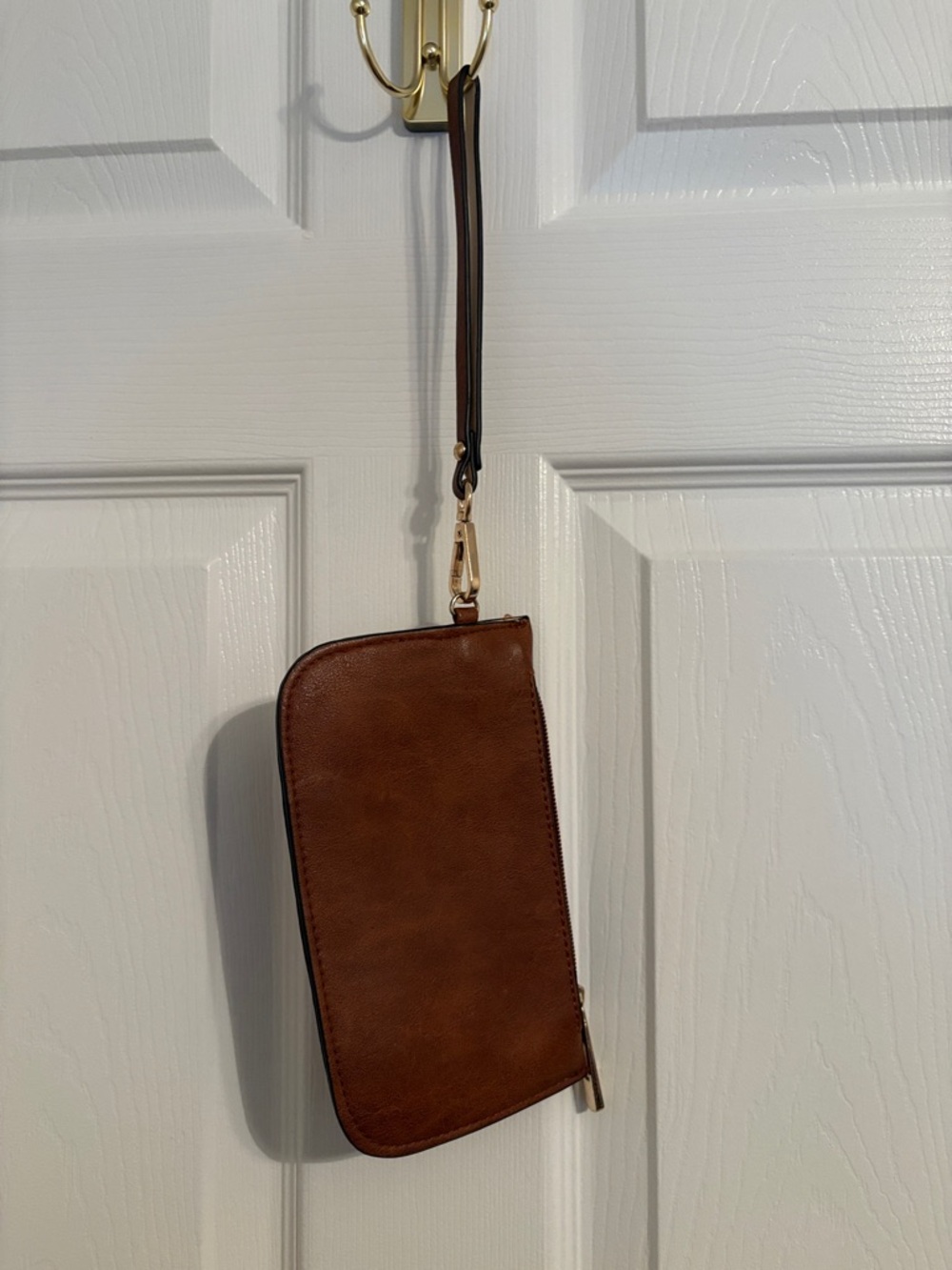 Women's Brown Leather Wristlet Wallet